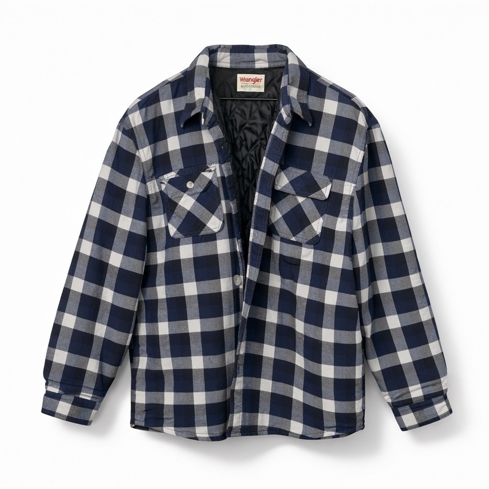 Wrangler Authentics Navy and White Heavy Weight Quilted Flannel